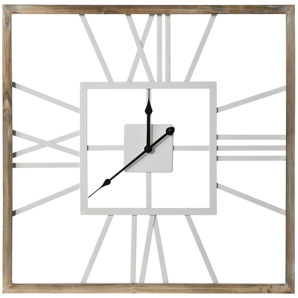 Large Wall Clock, 60cm Wood Retro Roman Numeral Clock for Living Room Decor