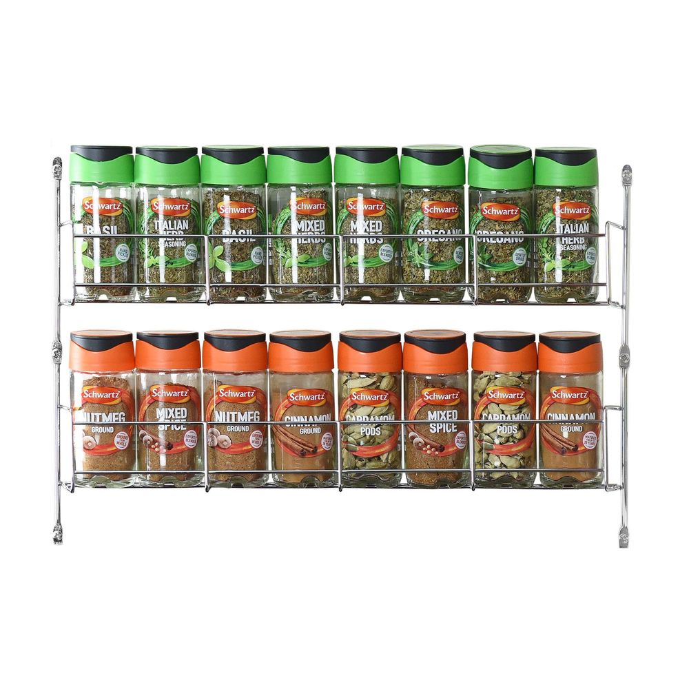 2 Tier Spice Herb Jar Rack Holder for Kitchen Door Cupboard Wall Storage Unit