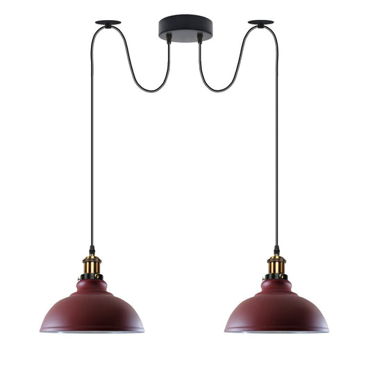 Burgundy Vintage Ceiling Pendant Light - 29cm Metal, Industrial Style, E27 Base