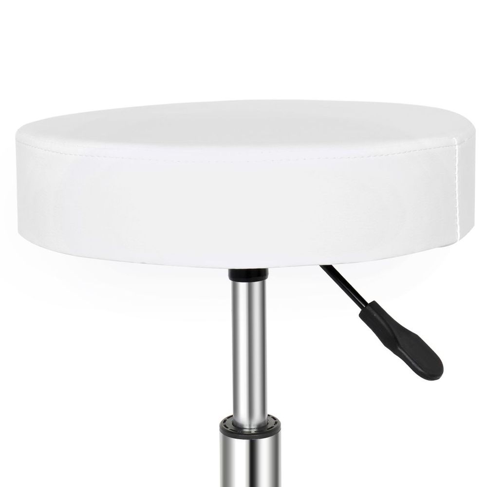 Round White Bar Stool with Ha Ha Feet Rotation, Modern and Fun