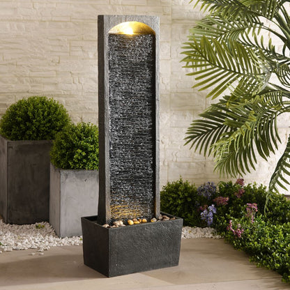 Garden Water Feature: Outdoor Straight Water Fountain with Lights