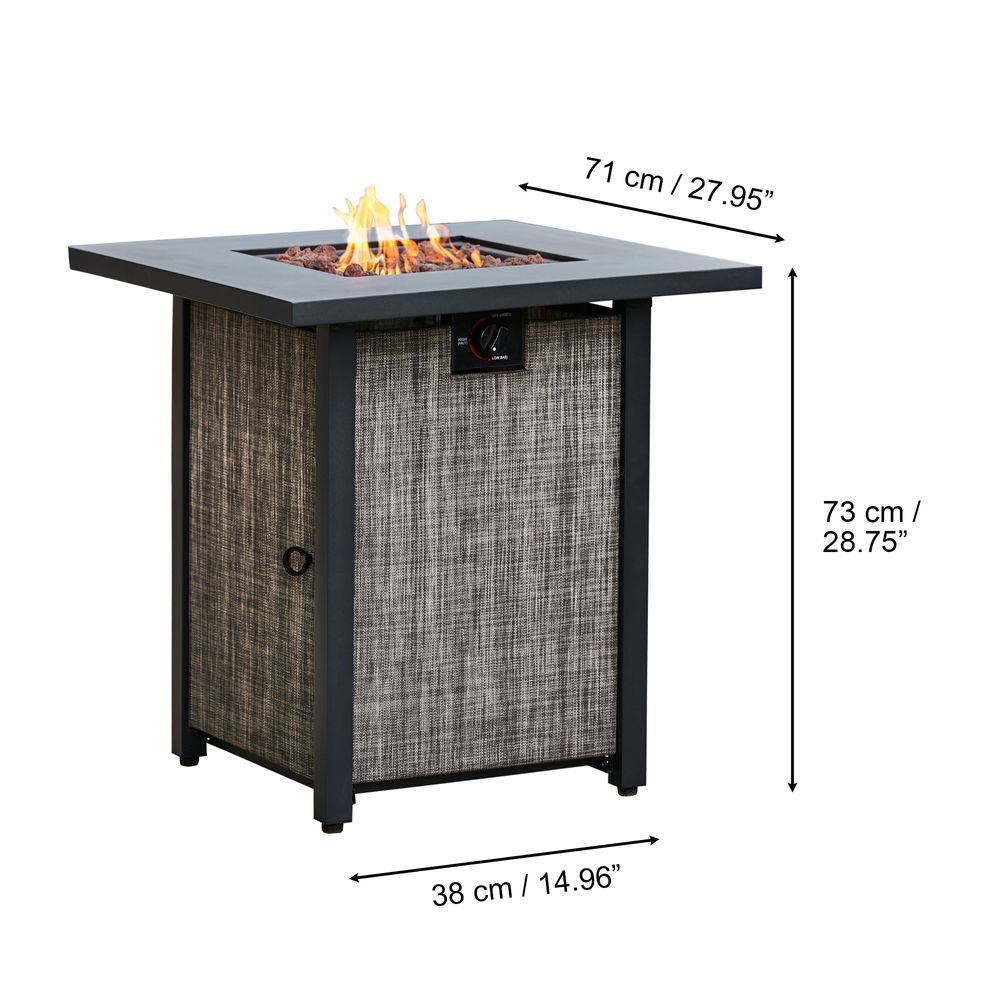 Garden Gas Fire Pit Table Heater with Lava Rocks & Cover