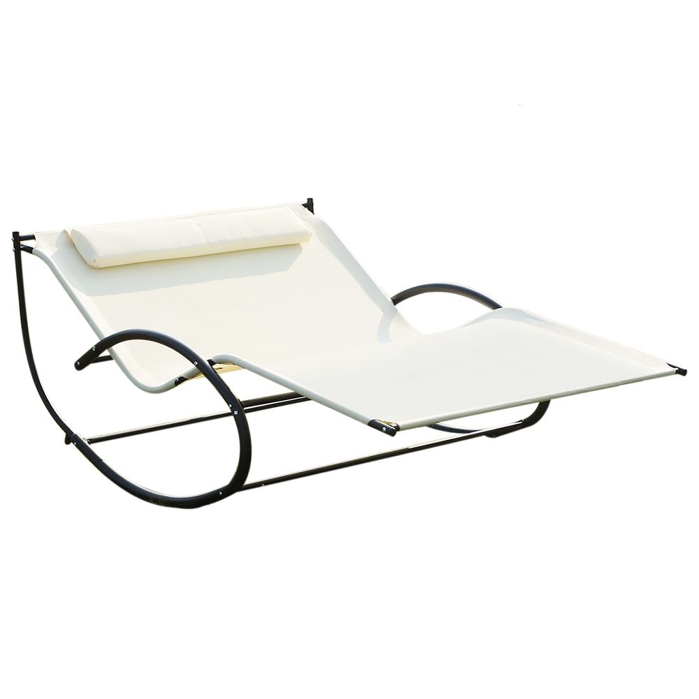 Beige Texteline Double Lounger with Pillow, Comfortable and Stylish