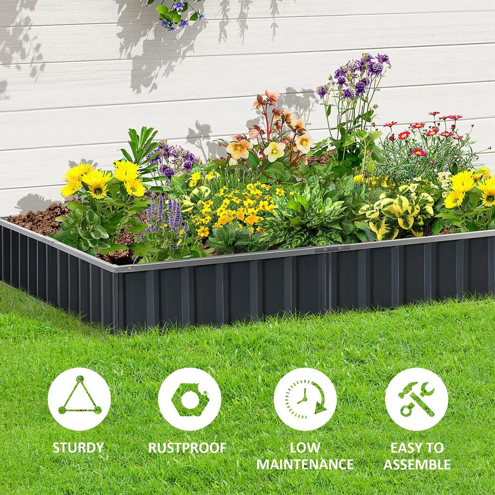 Metal Raised Garden Bed Steel Planter Box with a Pair of Gloves, 258x90cm