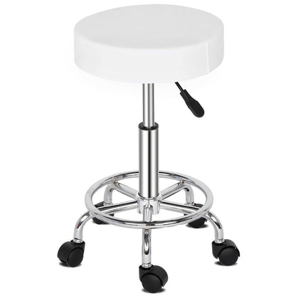 Round White Bar Stool with Ha Ha Feet Rotation, Modern and Fun