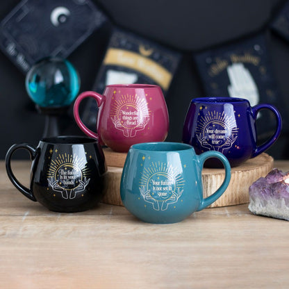 Black Fortune Teller Mug with Colour Changing Feature, Magical Gift