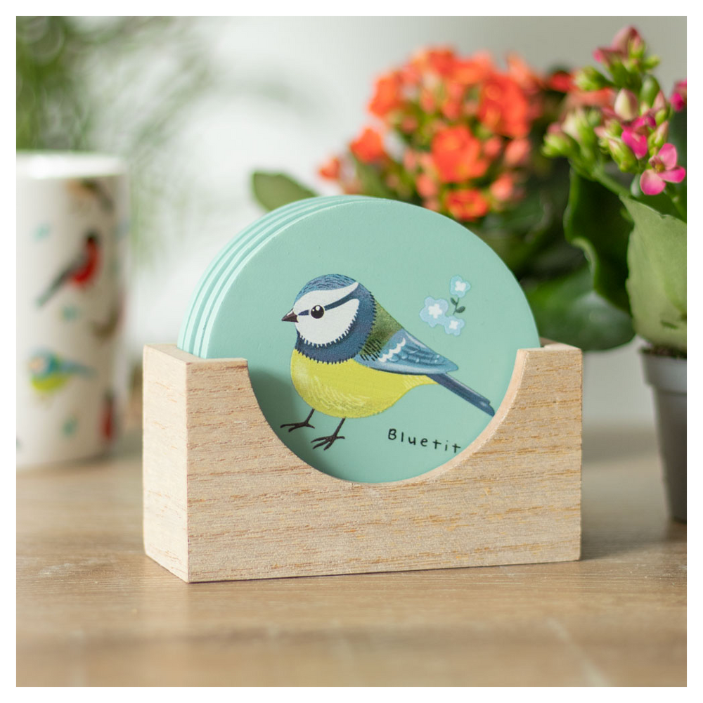 British Garden Birds Coaster Set, Charming and Decorative