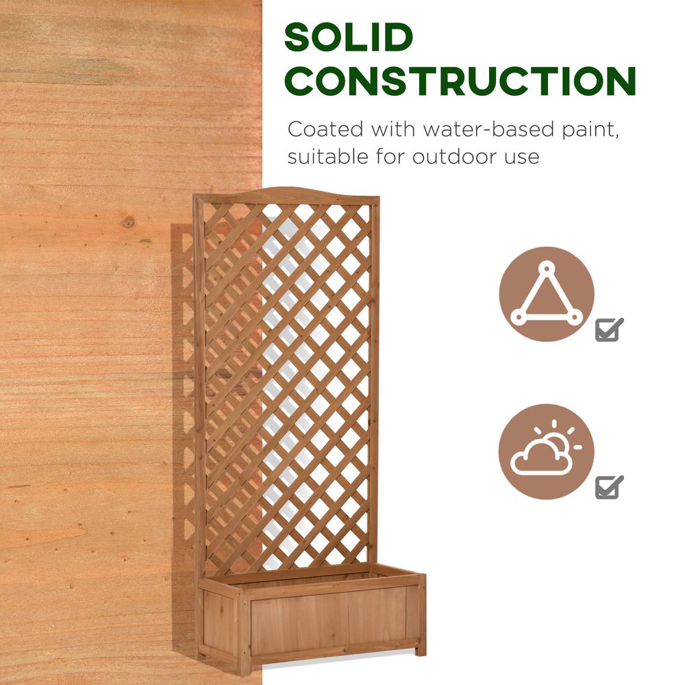 Garden Wooden Planter Box with Trellis 76x36x170cm, Brown Bed