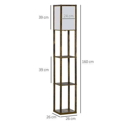 Brown 4-Tier Floor Lamp with Storage Shelf: 3-Tier Floor Light