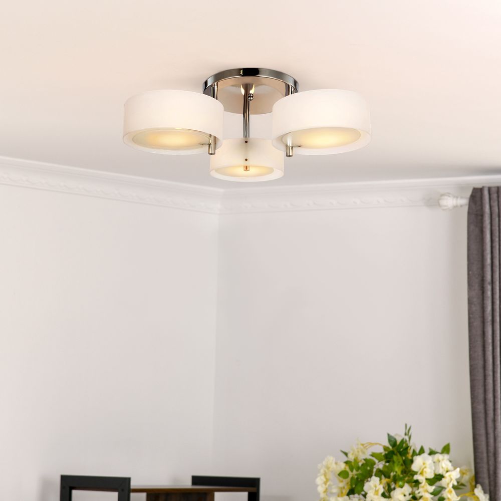 Indoor 3-Light Acrylic Pendant Chandelier with Flush Mount