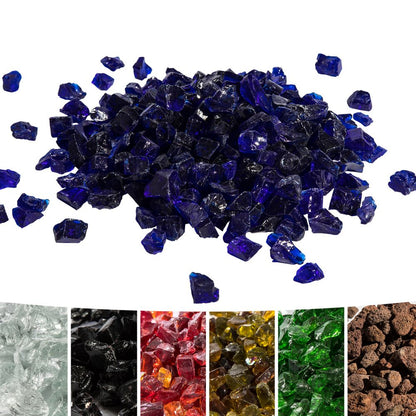 4kg Blue Tempered Fire Glass and Lava Rocks for Outdoor Gas Fire Pits