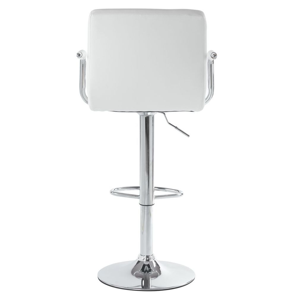 2-Pack 60-80cm Round Bar Stools with 6-Check Cushions, No Armrests, White