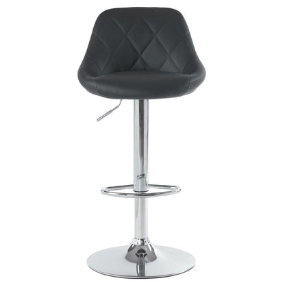 2 Adjustable High Bar Stools - Black, Disk Seat, No Armrests, Rhombus Backrest Design