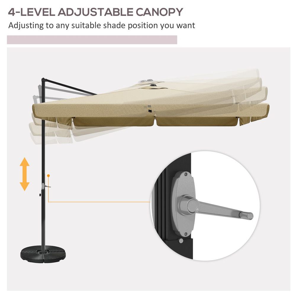 Khaki 3m Garden Parasol with Crank Handle and Tilt for Patio Umbrella