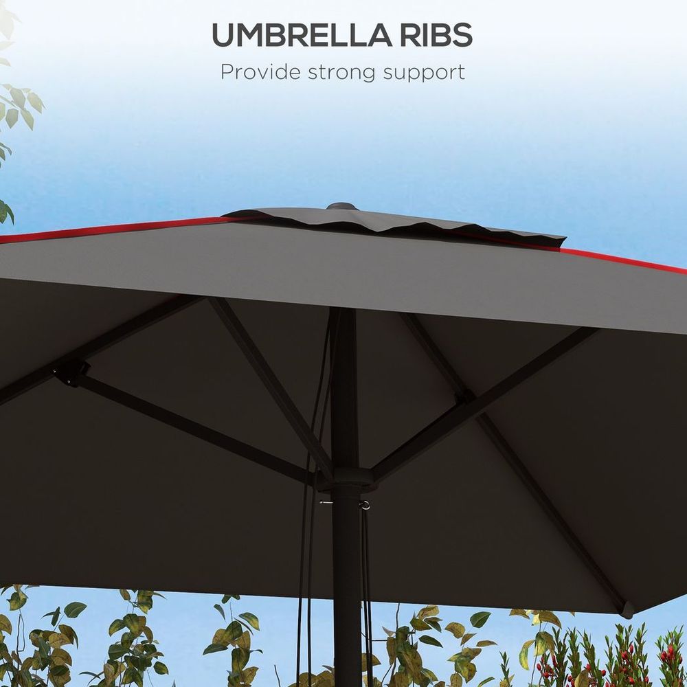 Grey Sun Parasol with Vent: Table Umbrella for Patio, Garden & Pool