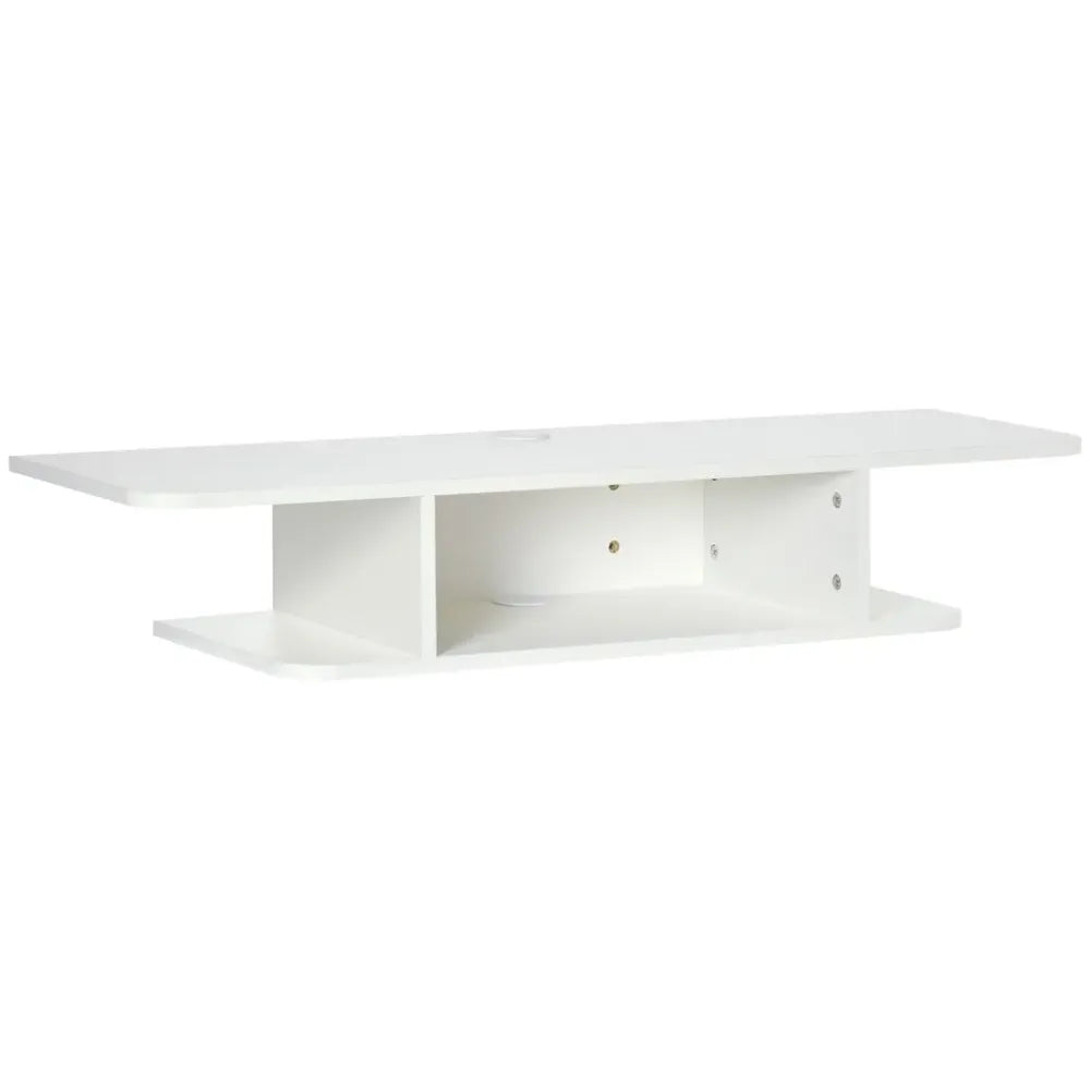 Floating TV Unit Stand – Wall-Mounted Media Console with Storage Shelf – White