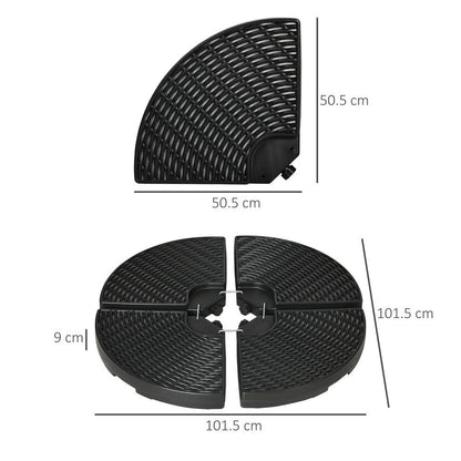 4-Pack Parasol Bases with Umbrella Weights and Handles for Garden Patio