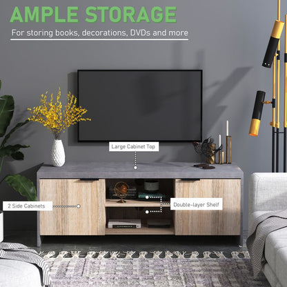 Wooden Grey TV Stand Cabinet with Media Storage Unit for Home