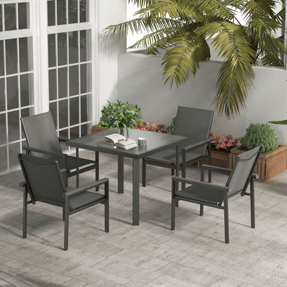 5-Piece Garden Dining Set with Outdoor Table and 4 Chairs, Grey