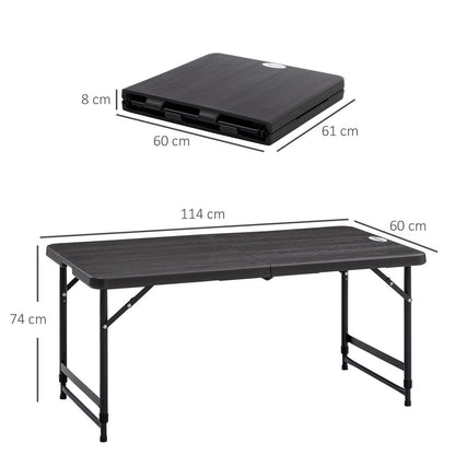 Height Adjustable Foldable Outdoor Dining Table for 4 with Steel Legs