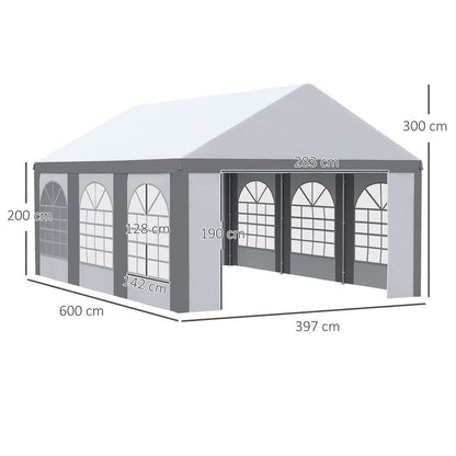 6x4m Party Tent Marquee Gazebo – Sides, Six Windows & Double Doors Included