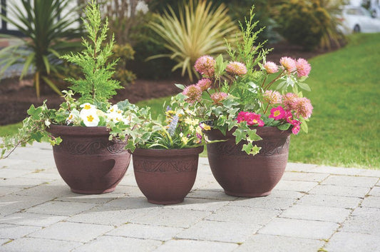 3-Pack Brown Planters, Stylish and Functional