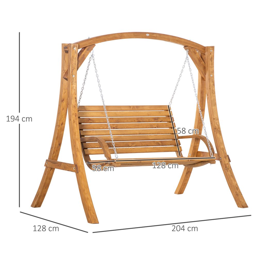 2-Seater Garden Swing Seat – Wooden Outdoor Swing Chair Bench