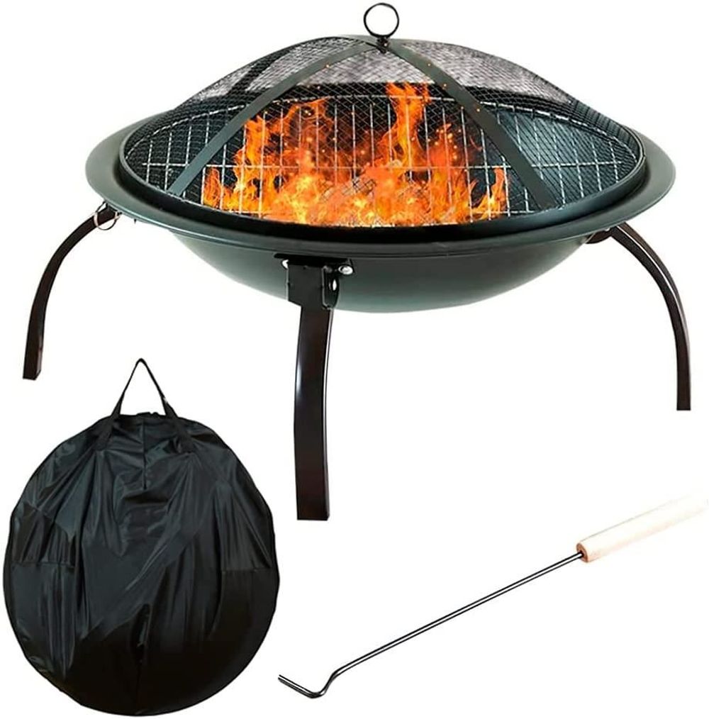 Black Steel Garden Fire Pit, Outdoor Heater, Stylish and Practical