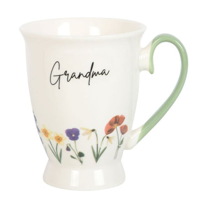 Grandma Wildflower Pedestal Mug, Charming and Sentimental