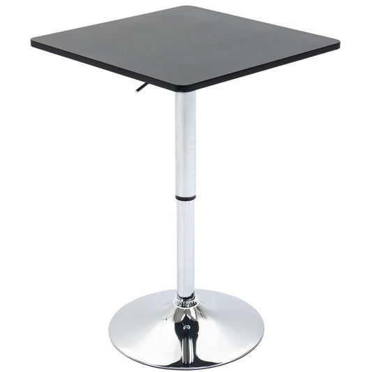 Modern Adjustable Counter Bar TableBlack and Silver Frame