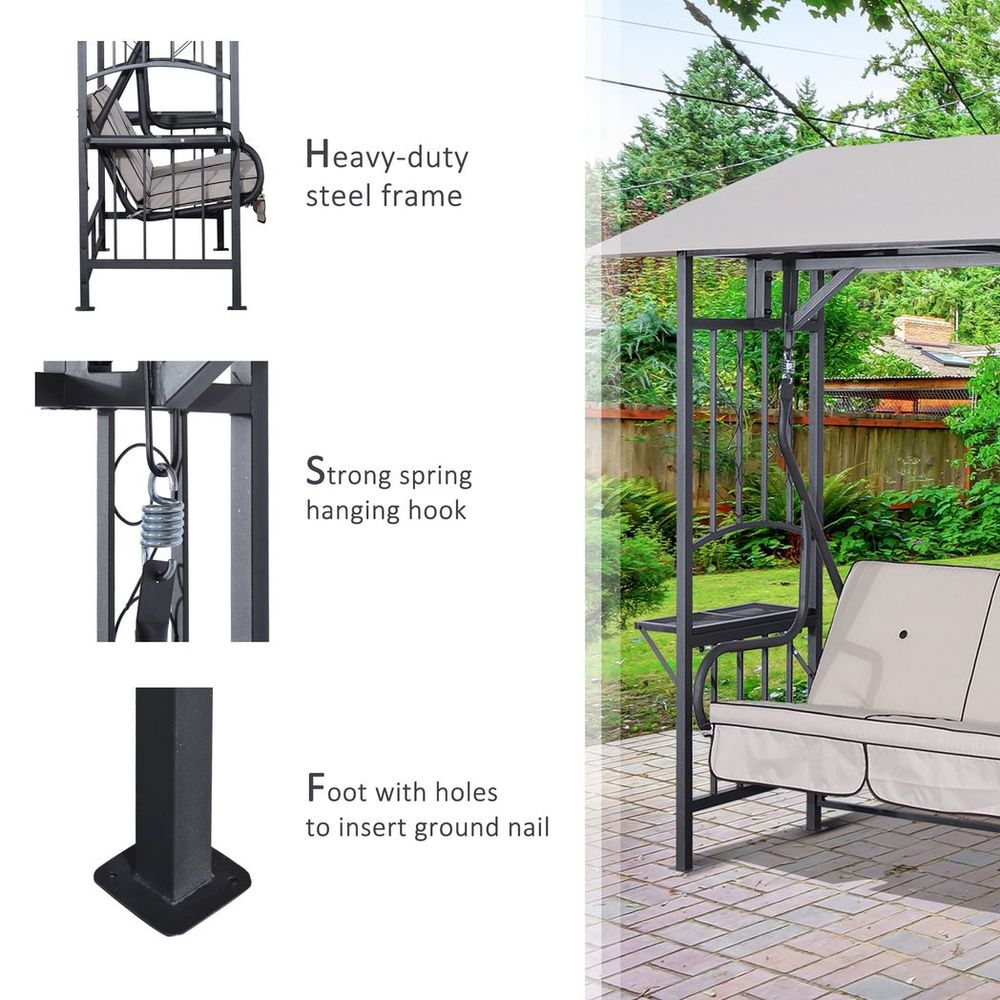 Outdoor Garden 2 Seater Canopy Swing Seat Porch Loveseat Hammock Chair