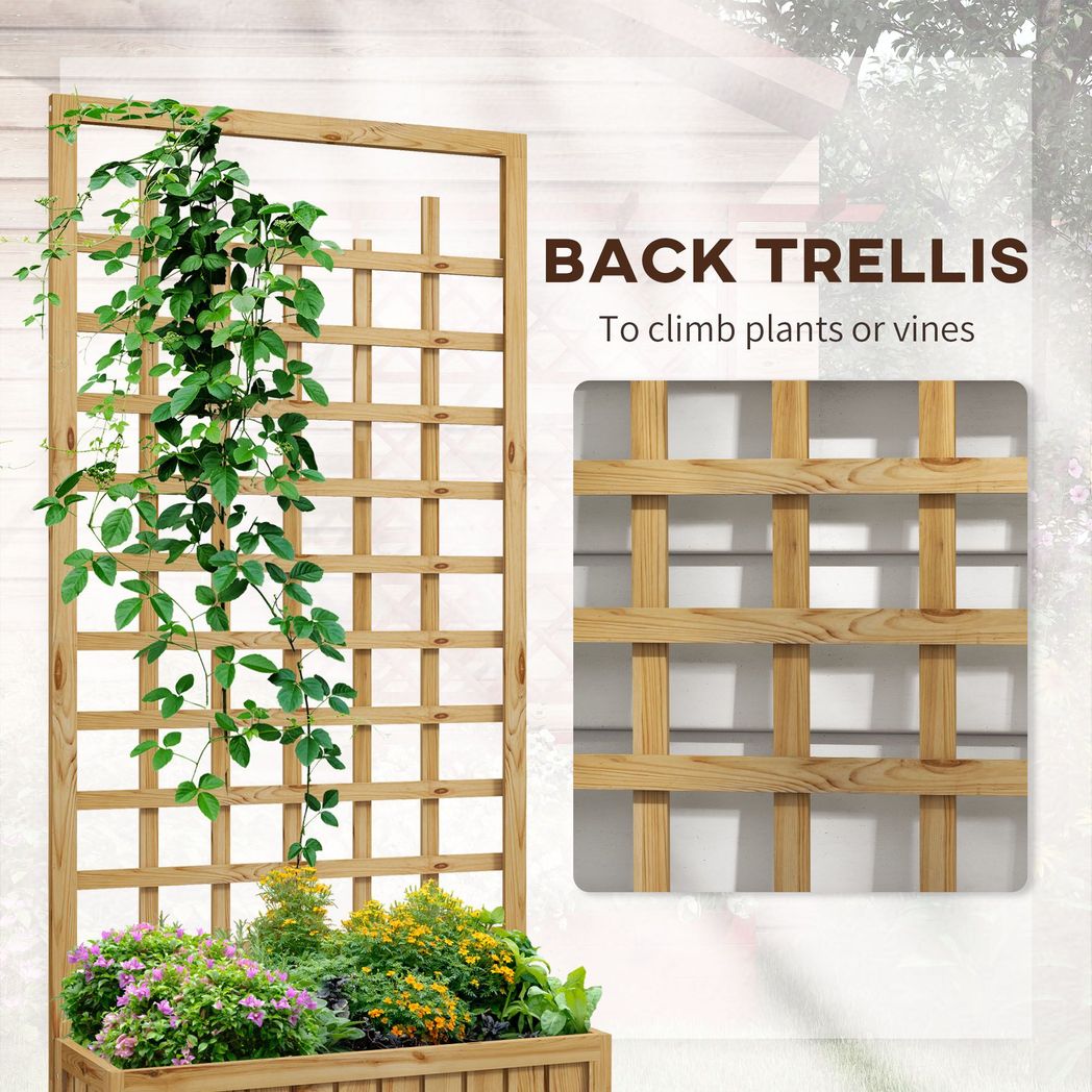 Wooden Trellis Planter: Raised Garden Bed with Wheels & Bed Liner