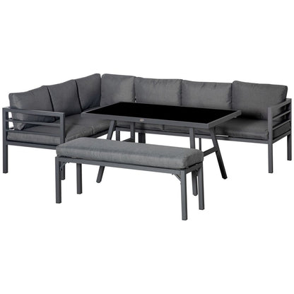 Outsunny 8-Seater Aluminium Garden Dining Sofa Furniture Set with Cushions