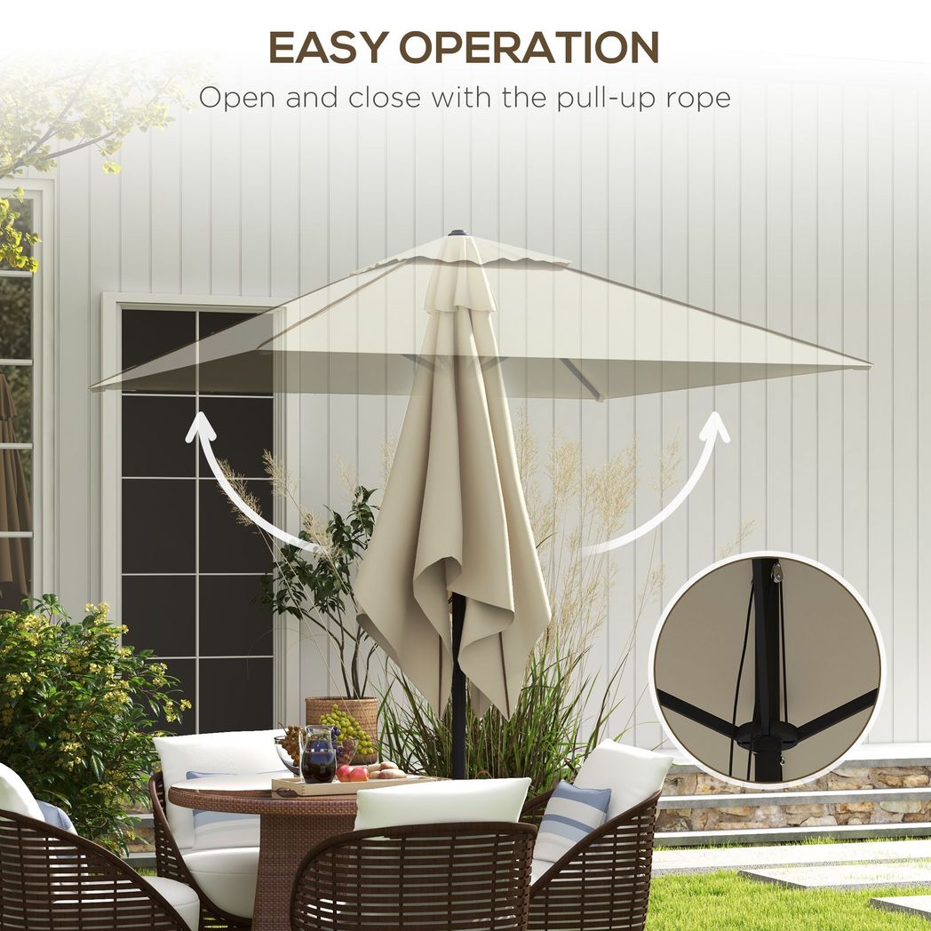 Beige Sun Parasol with Vent: Table Umbrella for Patio, Garden & Pool