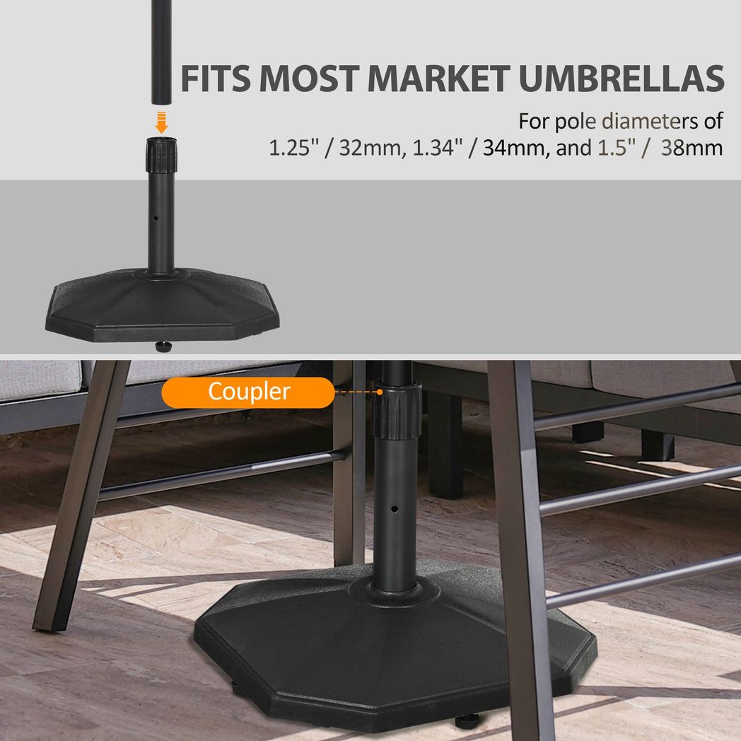 Outsunny 18kg Patio Parasol Base Concrete Outdoor Umbrella Stand Holder Black