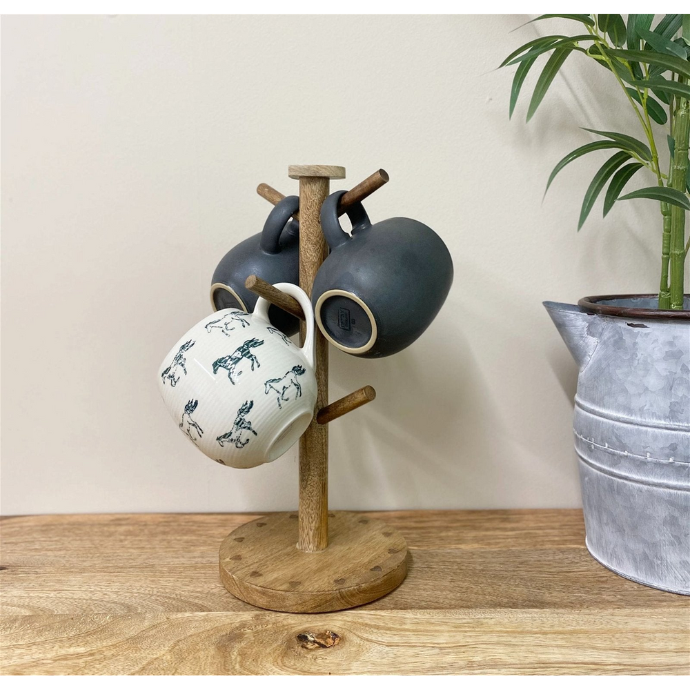 Mango Wood Heart Mug Tree, Stylish and Functional