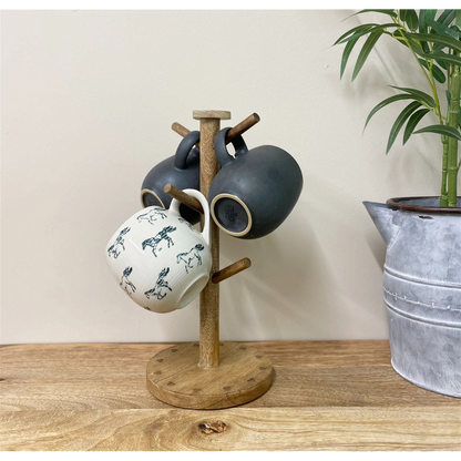 Mango Wood Heart Mug Tree, Stylish and Functional