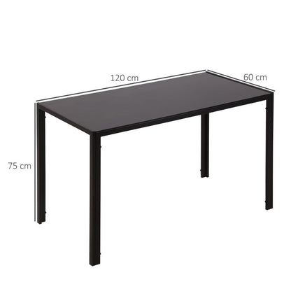 Rectangular 4-Seater Modern Dining Table with Tempered Glass Top