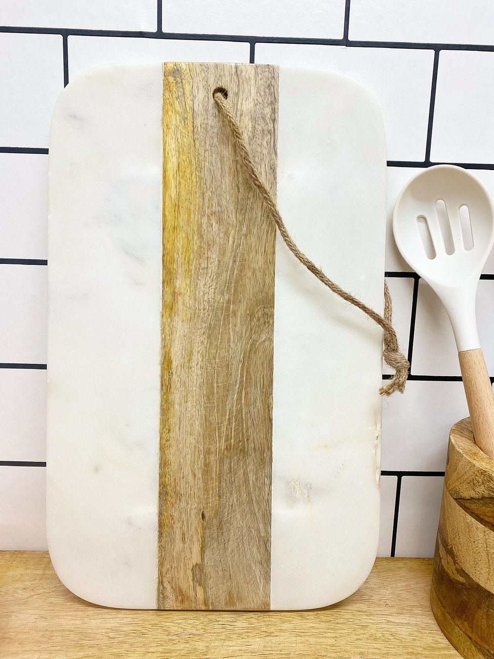 Large Wood and Marble Chopping Board, Elegant and Durable