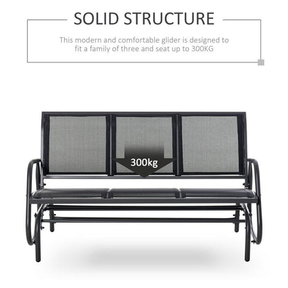 3-Seater Glider Rocking Bench – Metal Frame Patio Furniture for 3 People