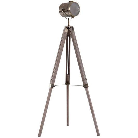 Tripod Floor Lamp in Wood and Bronze Colour, 65cm Height