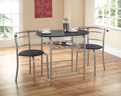 Compact Black and Silver Dining Set, Contemporary and Space-Saving