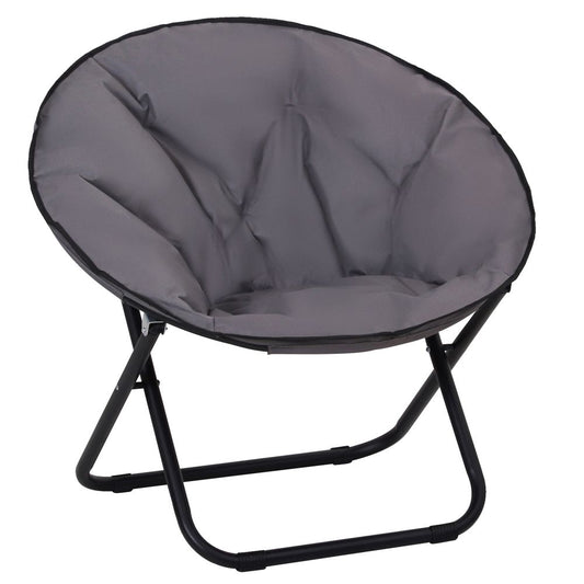 Folding Saucer Moon Chair, 80Lx80Wx75H cm, Metal Frame, 600D Oxford Cloth-Grey