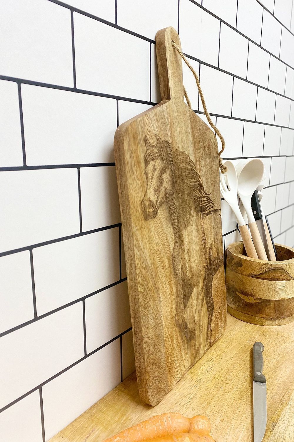 Engraved Horse Chopping Board, Rustic and Unique