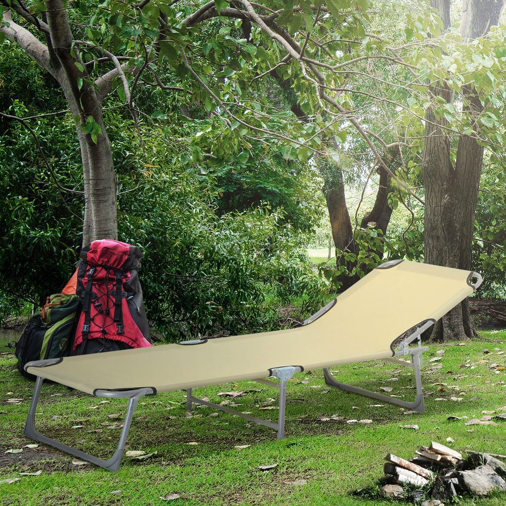 Camping Cot Picnic Sun Lounger Portable Folding Chaise Chair Patio Outsunny