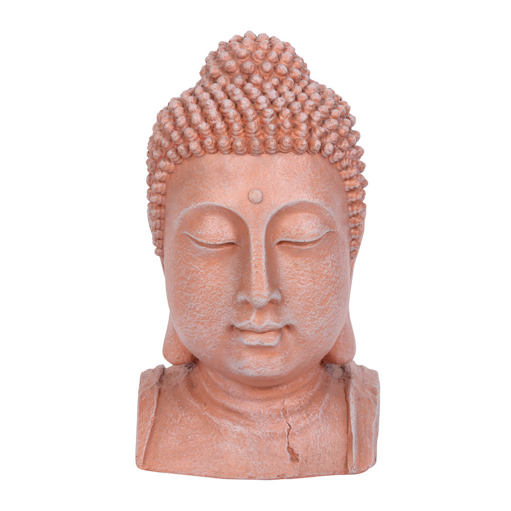 41cm Terracotta Effect Buddha Head Ornament, Zen Décor