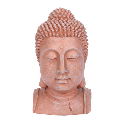 41cm Terracotta Effect Buddha Head Ornament, Zen Décor