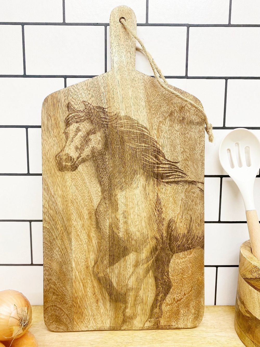 Engraved Horse Chopping Board, Rustic and Unique