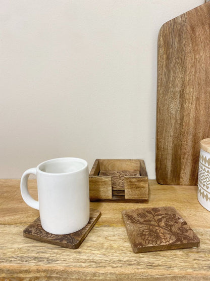 Four Sussex Range Wooden Coasters, Elegant and Functional