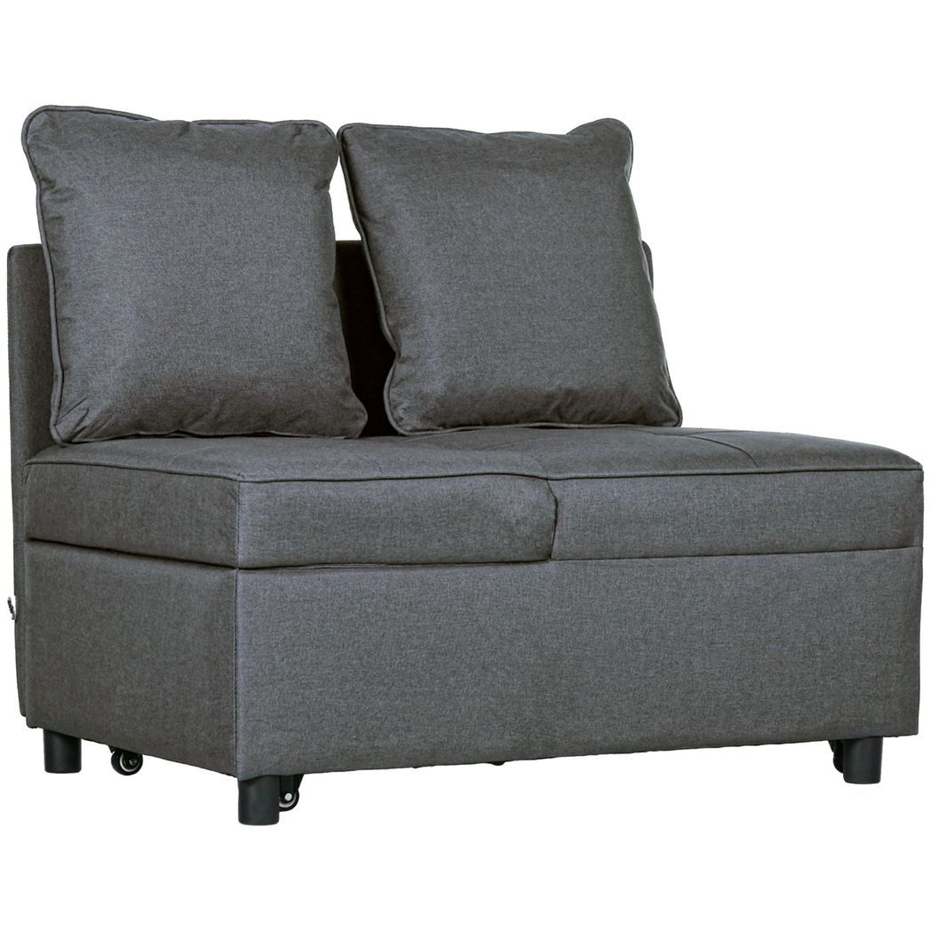 Folding Sleeper Sofa Bed Chair with Pillows, Pocket, Grey